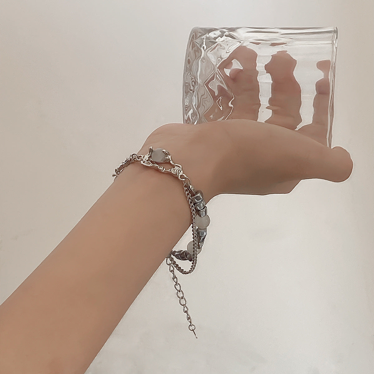 Melt chain bead bracelet Silver