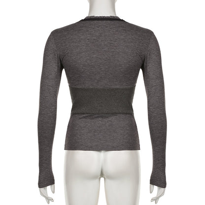 Y2K フィット 長袖 トップス GRAY