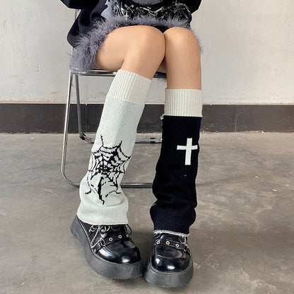 54cm レッグカバー ウォーマー リバーシブル BLACK/WHITE