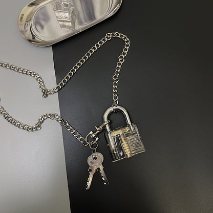 BIG クリア南京錠 チェーン ネックレス SILVER シルバー