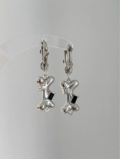 BONE SPIKE HOOP EARRINGS SILVER
