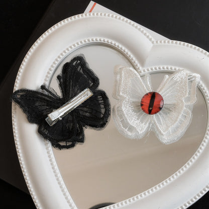 DARK EYE カボション 蝶々 ヘアクリップ ヘアピン BLACK WHITE