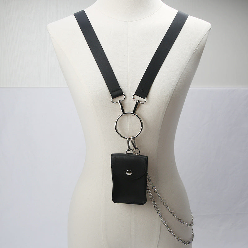 Chain Belt Strap with Mini Bag BLACK