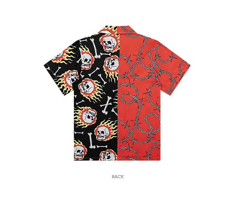 Chain x Skull Short Sleeve Shirt Black/Red