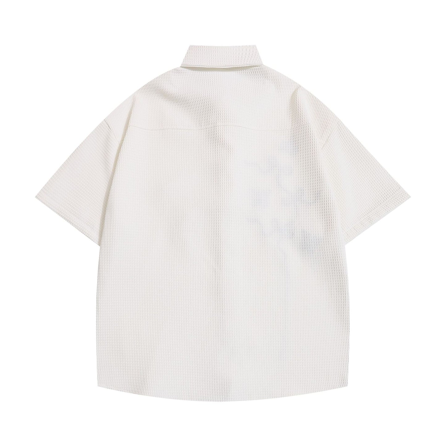 China Button Waffle Shirt WHITE