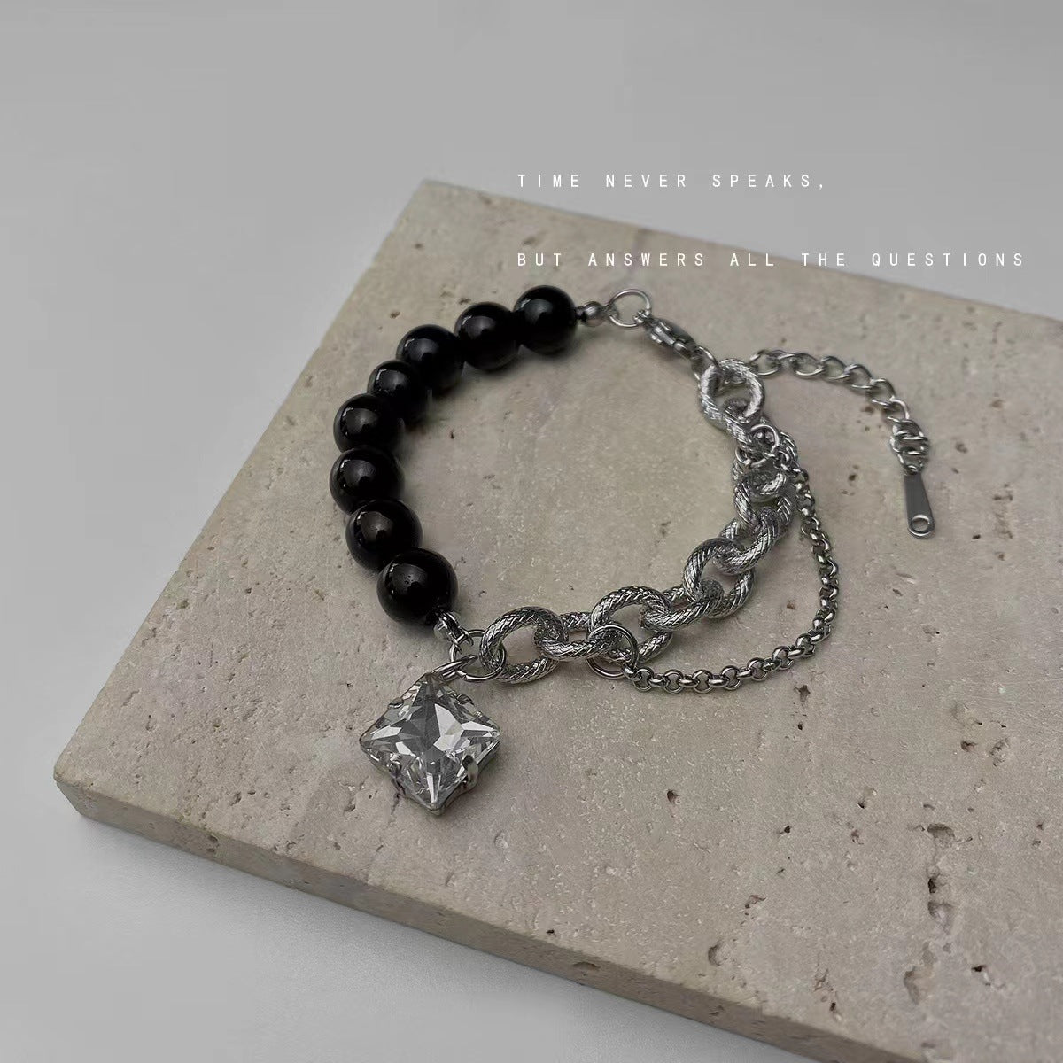 Crystal chain bead bracelet Silver