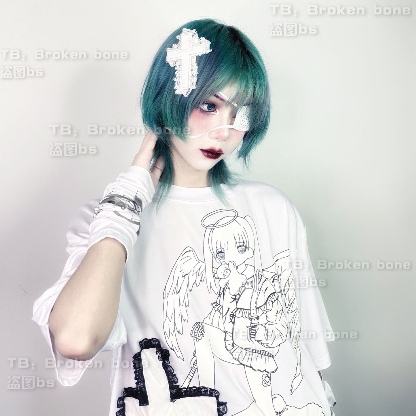 BROKEN BONE レース ヘアアクセサリー ミニクロス WHITE