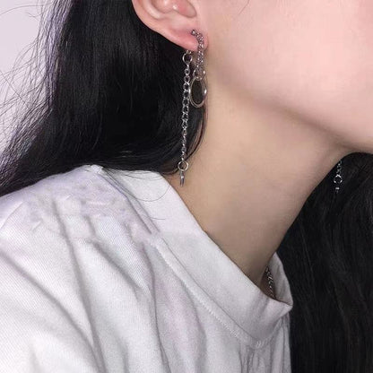 Ring chain earrings SILVER