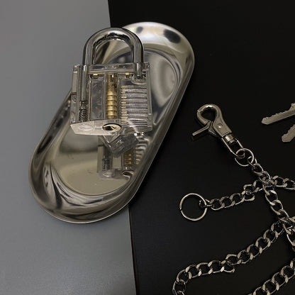 BIG クリア南京錠 チェーン ネックレス SILVER シルバー