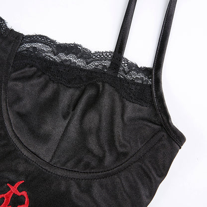 ロゴ刺繍 キャミソール BLACK