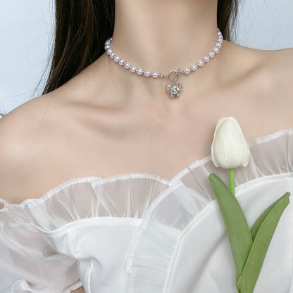 Butterfly Pearl Choker SILVER