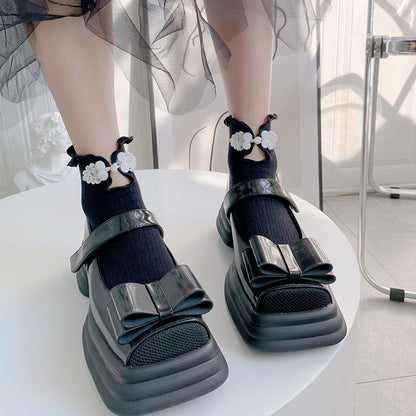 China Button Short Socks BLACK