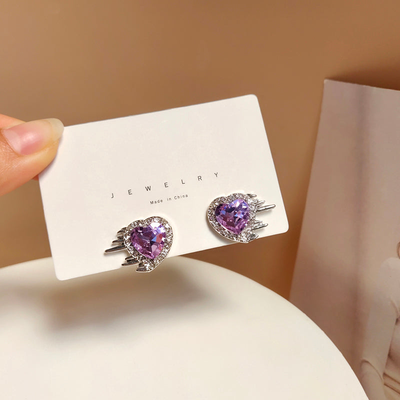 ビジューハート ピアス イヤリング PURPLE