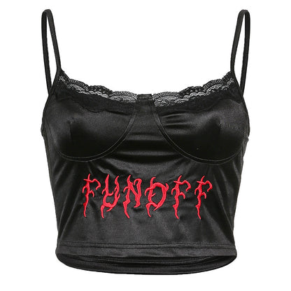 ロゴ刺繍 キャミソール BLACK