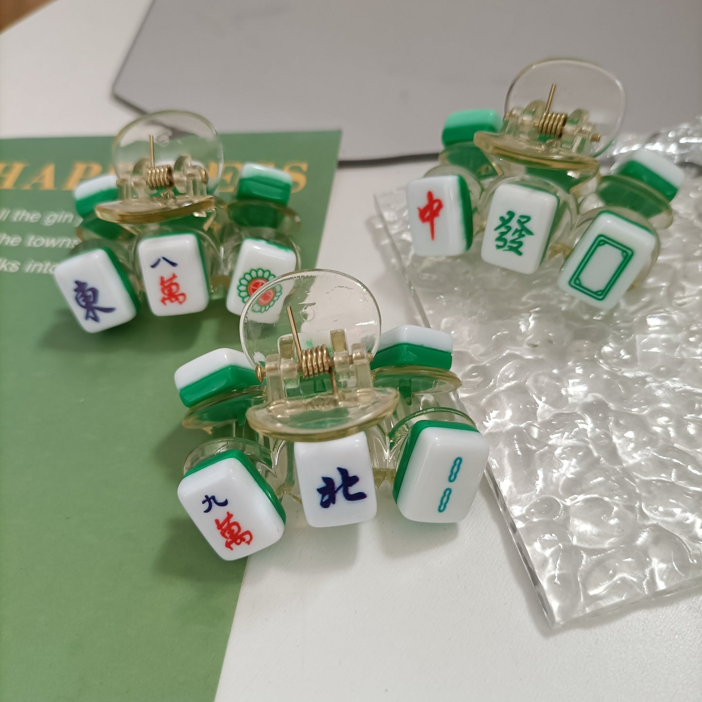 TRIPLE Mahjong tile design hair clip