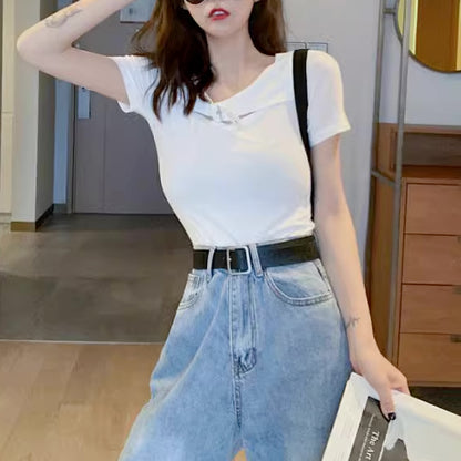 チョーカー風ベルト トップス WHITE