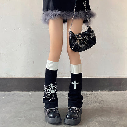 54cm レッグカバー ウォーマー リバーシブル BLACK/WHITE