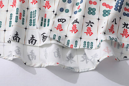 Mahjong tile all-over print light short-sleeved shirt WHITE