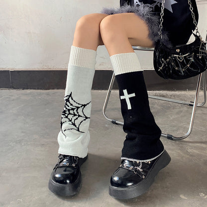 54cm レッグカバー ウォーマー リバーシブル BLACK/WHITE