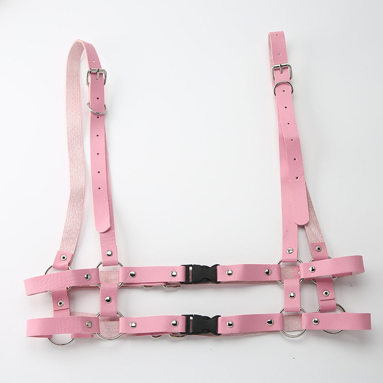 Double waist belt harness belt PINK