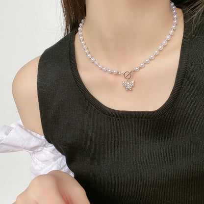 Butterfly Pearl Choker SILVER