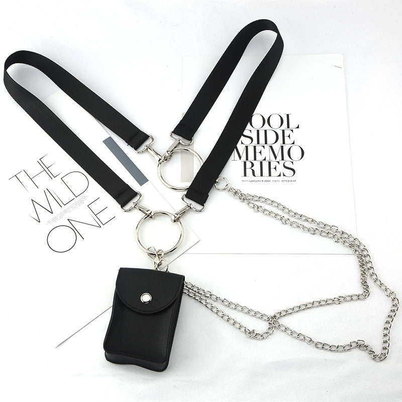 Chain Belt Strap with Mini Bag BLACK