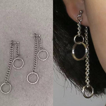 Ring chain earrings SILVER