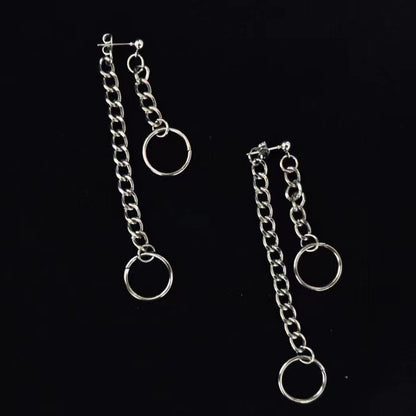 Ring chain earrings SILVER