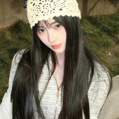 Knitting Wrapping Beanie Hat BEIGE