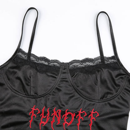 ロゴ刺繍 キャミソール BLACK