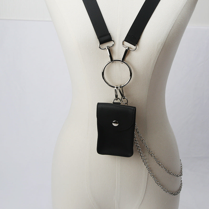 Chain Belt Strap with Mini Bag BLACK