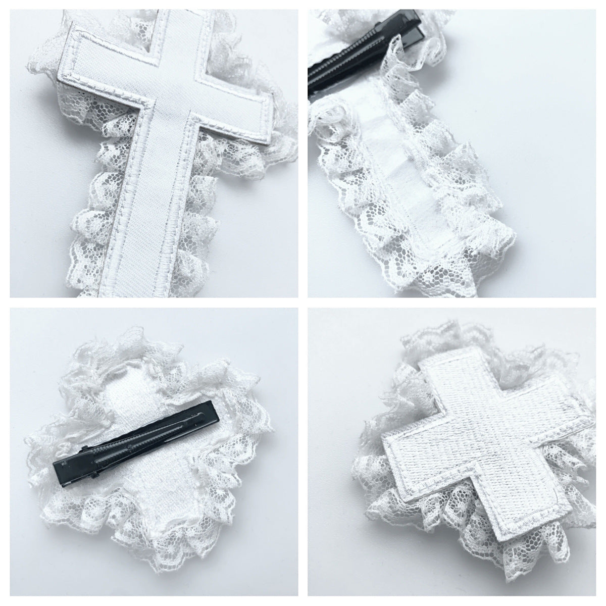 BROKEN BONE Lace Hair Accessory Cross WHITE