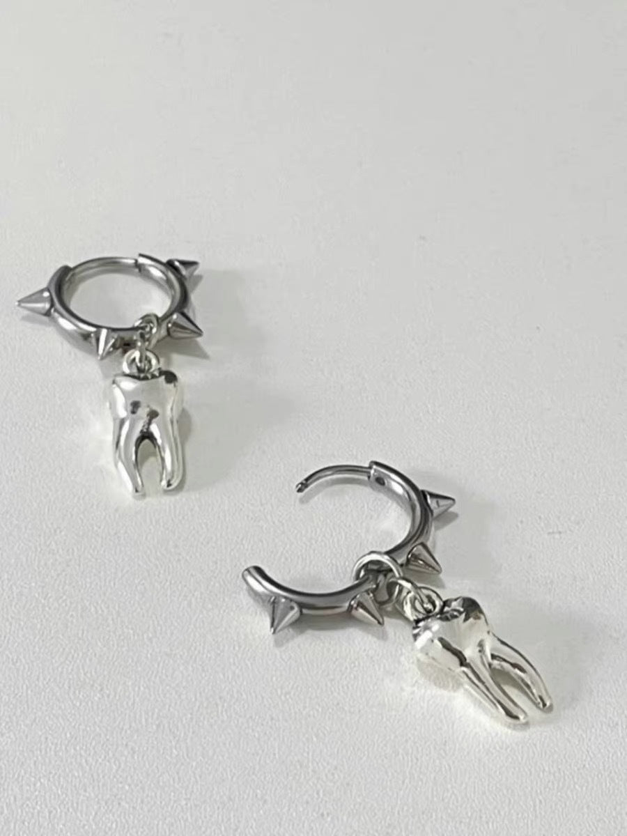 TEETH spike hoop earrings SILVER