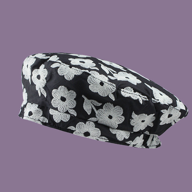 Flower pattern beret WHITE