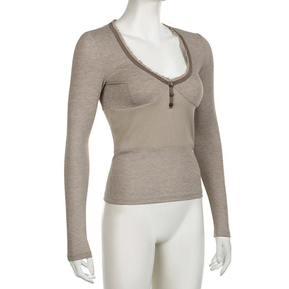 Y2K フィット 長袖 トップス BEIGE
