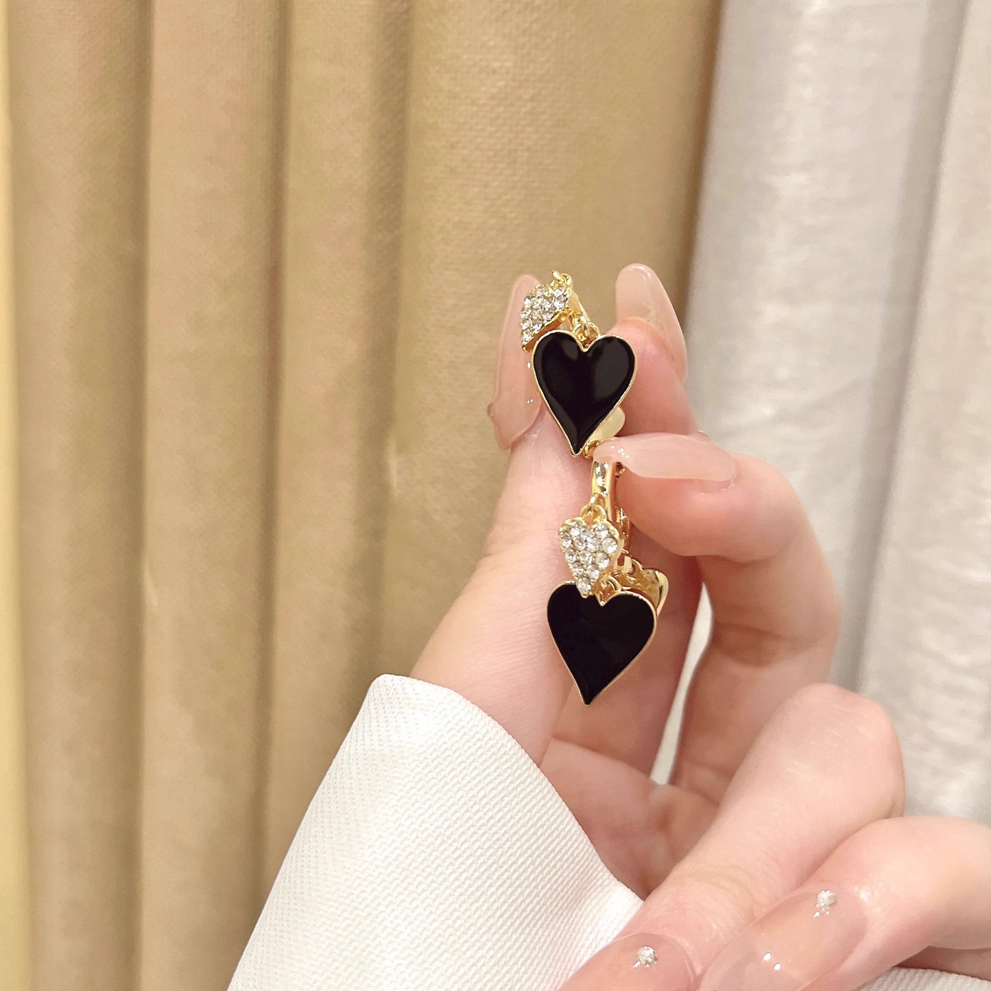 HEART Mini Hoop Earrings GOLD BLACK