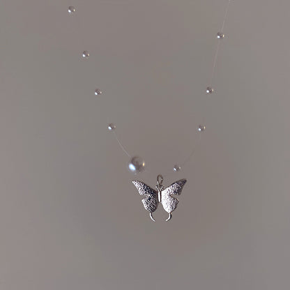 クリアコード パール 蝶々 ネックレス