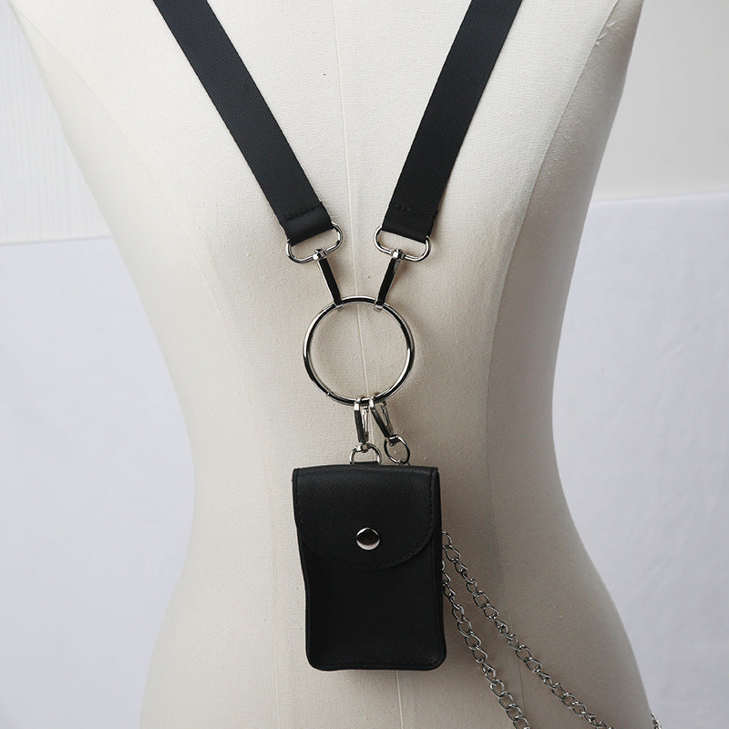 Chain Belt Strap with Mini Bag BLACK