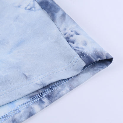 タイダイ 猫プリント Tシャツ BLUE