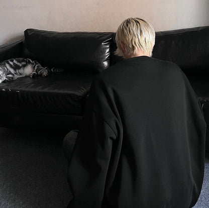 両サイドジッパー Y2K スウェットトップ BLACK