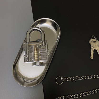 BIG クリア南京錠 チェーン ネックレス SILVER シルバー