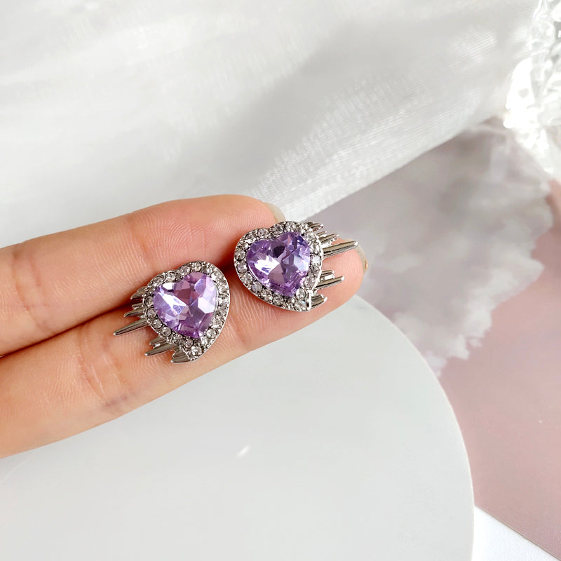 ビジューハート ピアス イヤリング PURPLE