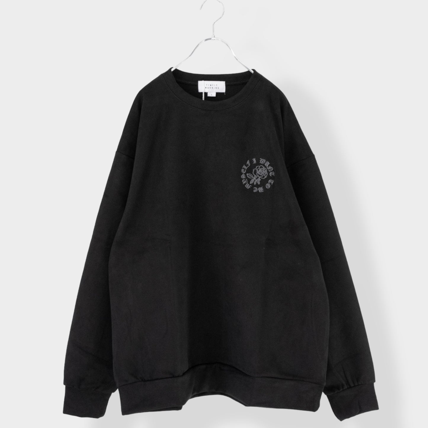 Rose embroidery suede sweatshirt