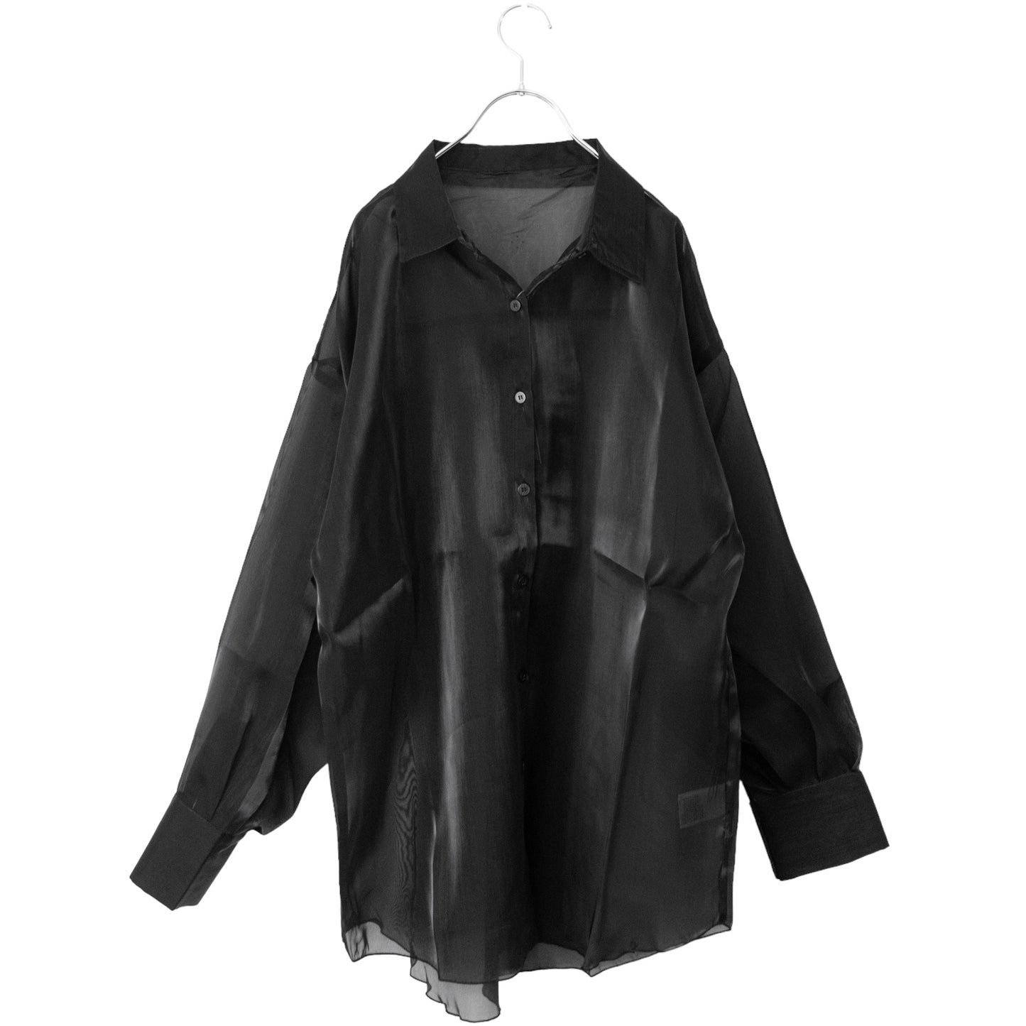 Glitter Organdy Pocket Shirt BLACK