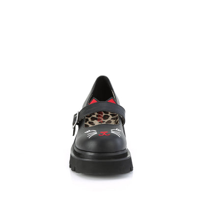 Demonia Cat Face Platform Strap Shoes RENEGADE-56 BLACK