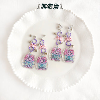 XTS Ribbon Heart Planchette Earrings TS0313