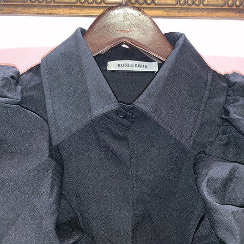 Volume long sleeve blouse BLACK
