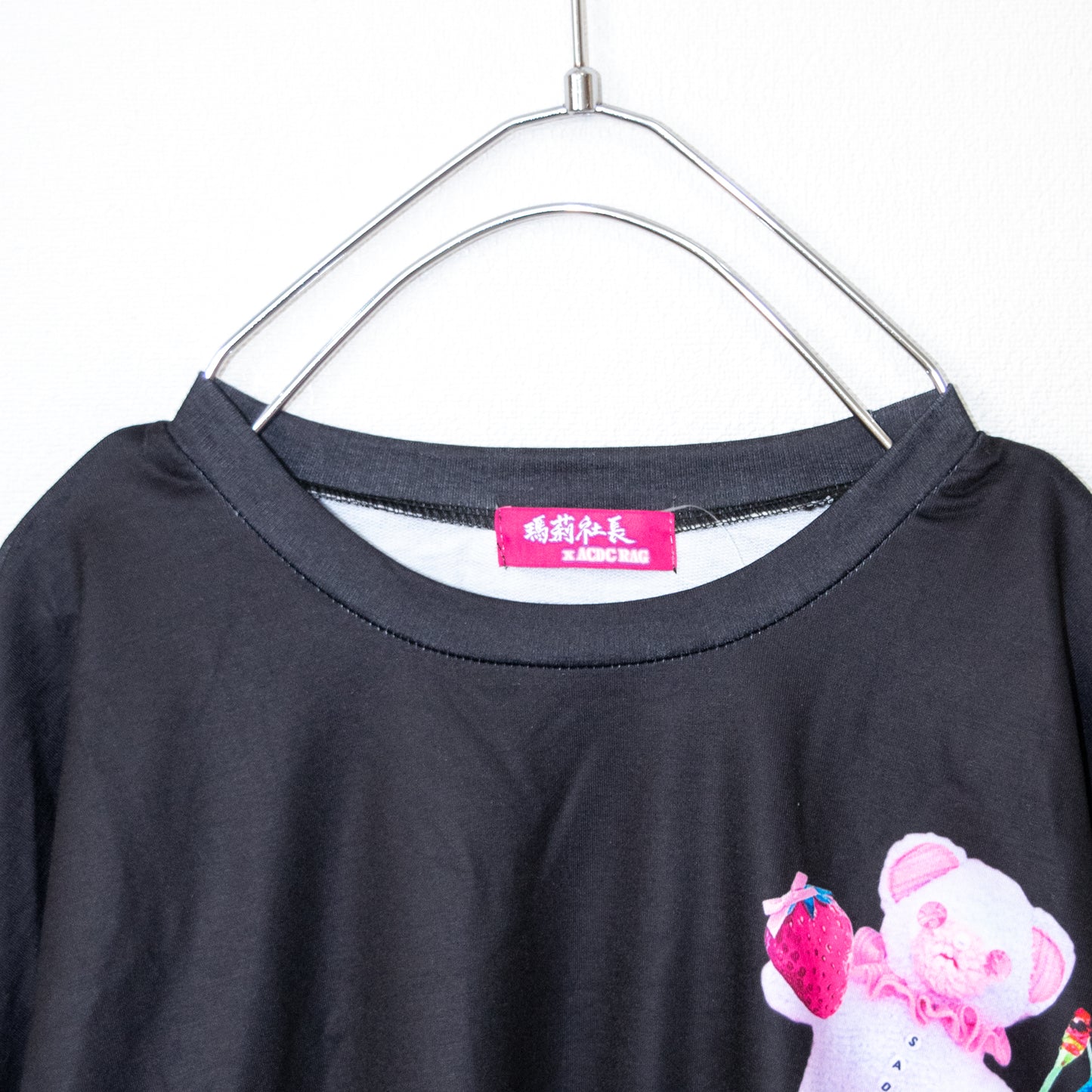President Mari x ACDC RAG Ai BEAR Long T-shirt BLACK