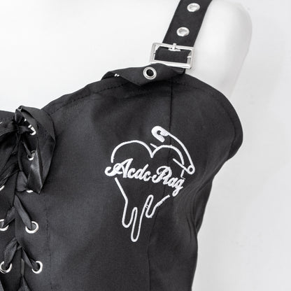 ACDC RAG ドリップハート 編み上げビスチェ BLACK