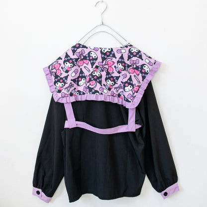 ACDC RAG x サンリオ クロミ 総柄 ハーネス付き 長袖ブラウス BLACK